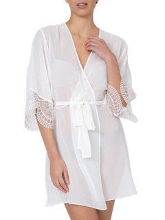 Primrose Chiffon Cover Up with Beaded Lace Detail